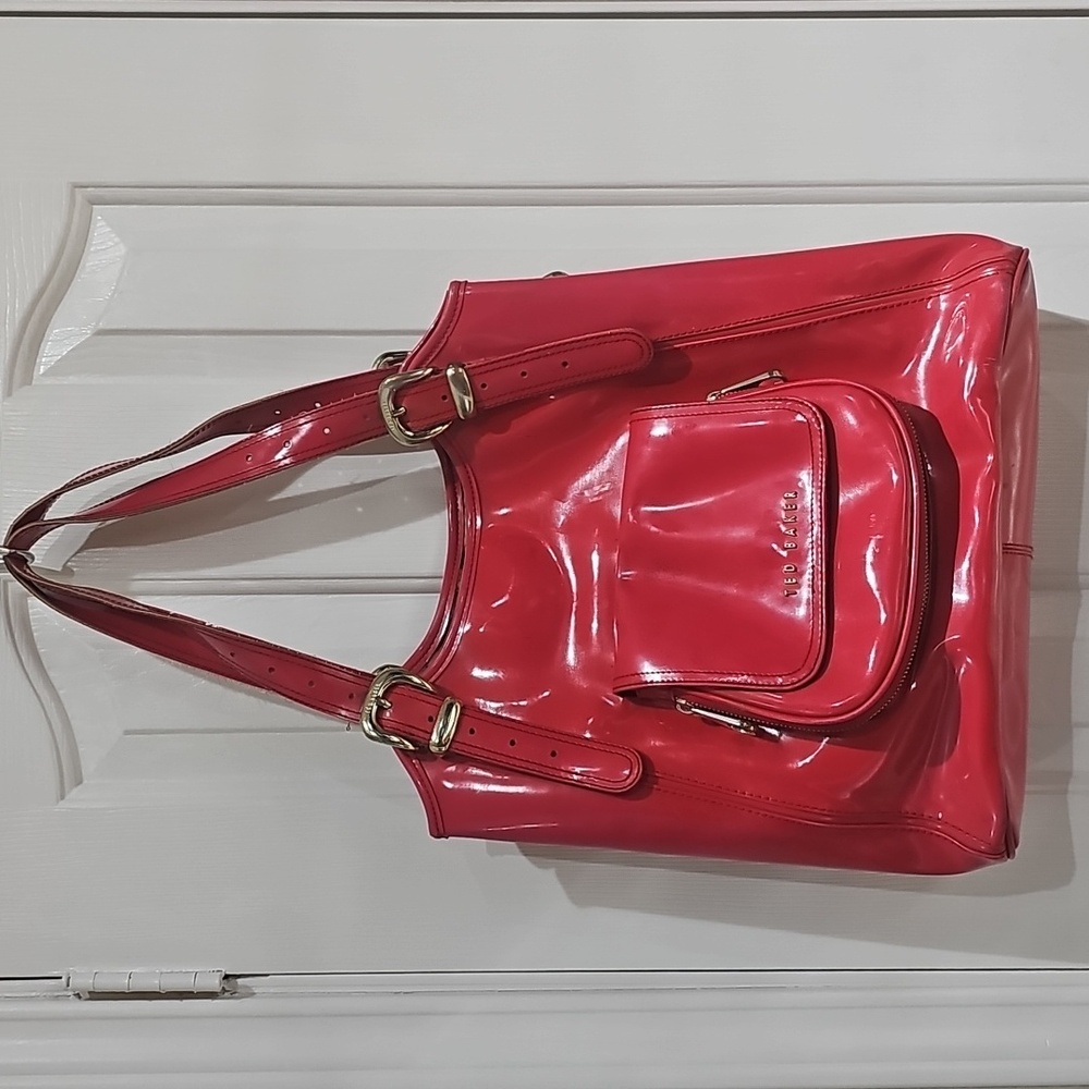 Ted Baker Y2K Tote Bag Patente Hot Pink Leather.